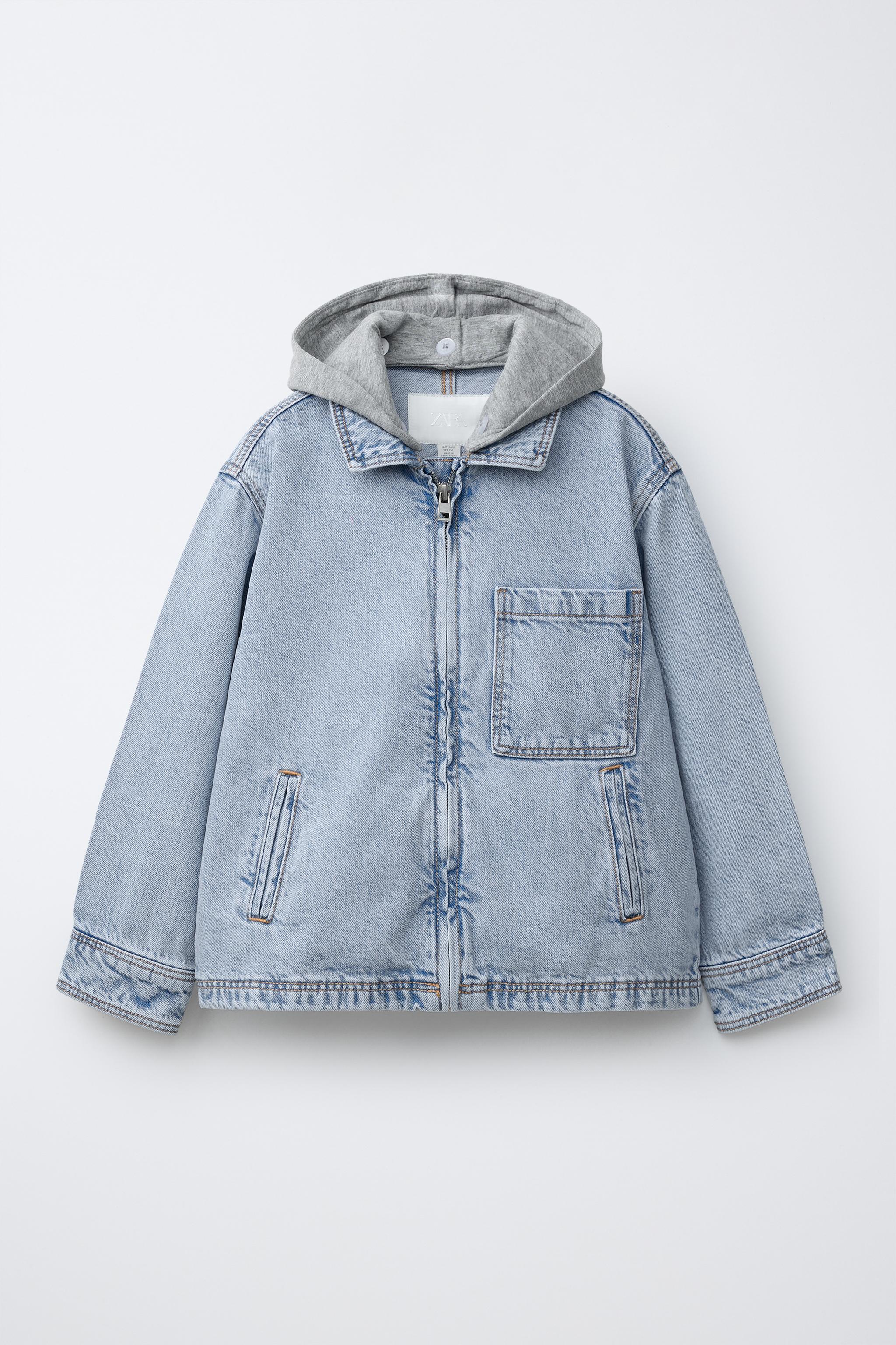 DENIM OVERSHIRT WITH REMOVABLE FLEECE HOODIE